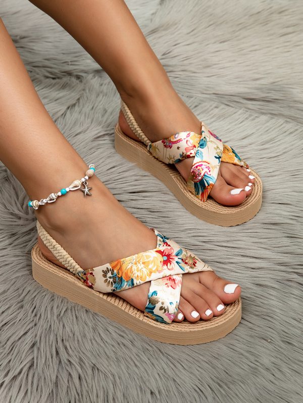 Cross-border European and American Style Women's Sandals New Fashionable Outdoor Wear Small Size Height-increasing Flat Heel Thick Sole Sandals Summer