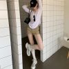 Women's Vintage Spicy Girl Khaki High-Waisted Shorts for Pear-Shaped
