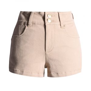 Women's Vintage Spicy Girl Khaki High-Waisted Shorts for Pear-Shaped