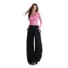 Women's Pants Black and White Casual Straight-Leg Trousers High-Waist Wide-Leg Pants