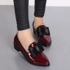 Bow pointed PU bow shallow mouth low heel one foot kick solid color