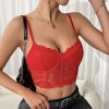 Strap vest mesh embroidery fishbone steel ring underwear
