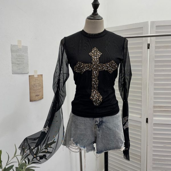 Flare Sleeve Double Layer Tulle Spicy Girl Top