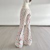 Home casual lace up floral loose slimming walking pants