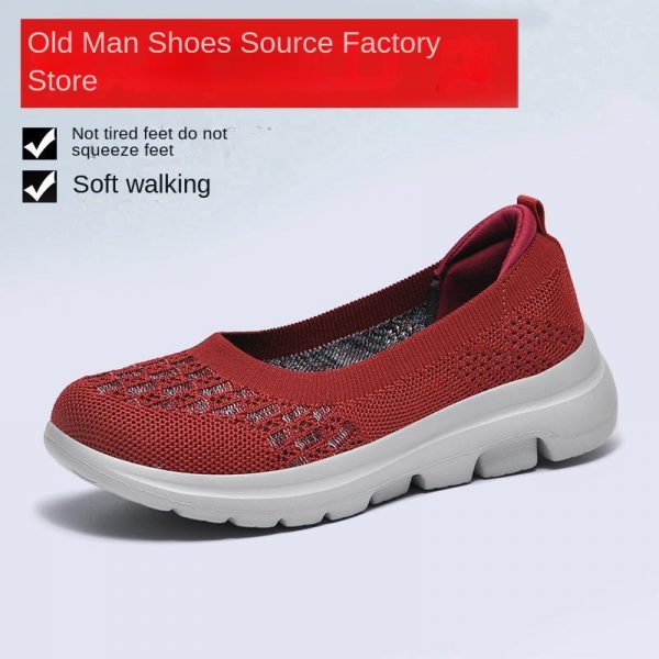 Ankle Socks Flat Knit Shoes Women Casual Solid Color Outdoor Travel Mom Breathable Shoes