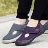 Wide Hook-and-Loop Closure Elderly Walking Shoes Summer Rehabilitation Shoes Simple Lightweight Fly-Knit Mesh Comfortable
