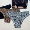 Foreign Trade  Ice Silk Underwear Cotton Crotch Low Waist Leopard Print Sexy Plus Size Seamless One-Piece Sports Fitness Briefs