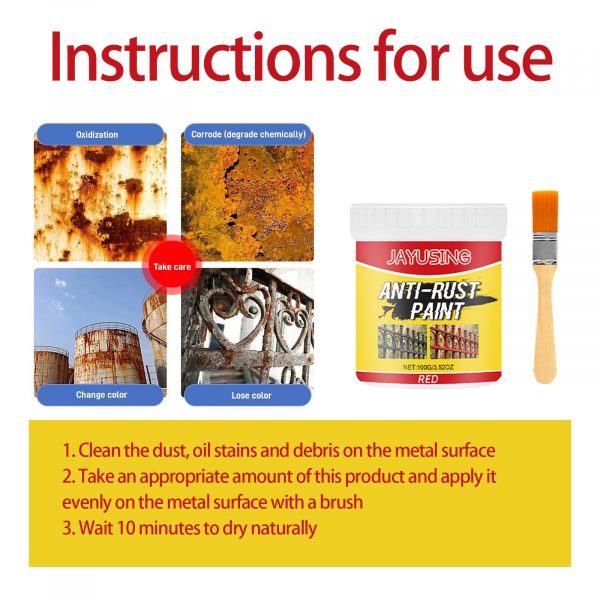 Jayusing Red Rust Removal Paint, Iron Door Railing, Metal Anti-Rust Cleaning And Renovation, Anti-Rust Coating Primer