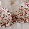 Monet Garden Oil Painting Floral Lace Eyelash Hem Underwear Sexy Hollow Comfortable Gathered Bra Set