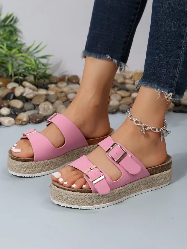 Women's slippers for outdoor wear in summer, forest-style retro thick-soled hemp rope lazy casual sandals