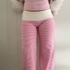 Striped contrasting loose straight leg wide leg pants