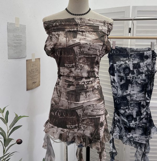 Floral slimming ribbon T-shirt