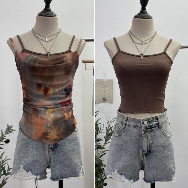 Butterfly print layered sleeveless top