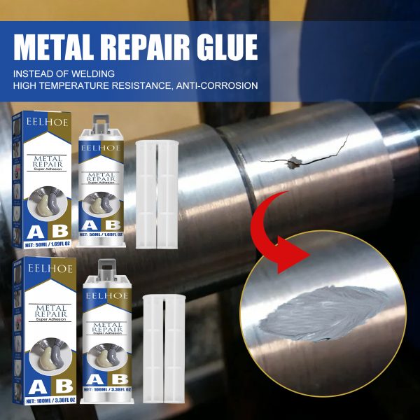 EELHOE Metal Ab Casting Adhesive (50ml)  Metal Repair Agent for Filling Cracks, Sealing Leaks, Quick-Drying Cracks and High-Temperature Resistant Welding