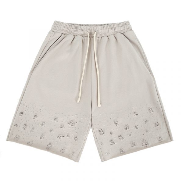 Men's Clothing Spring Solid Color Hole Heavyweight Sports Shorts Casual