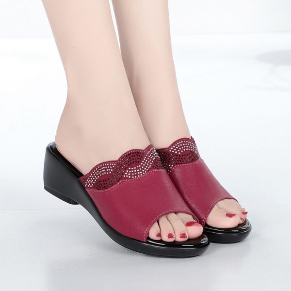 Women's Sandals High Heel Waterproof Platform Thick Sole Casual Shoes Plus Size 43