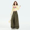 Women's Pants Casual Sports Trousers with Drawstring Pockets and Wide Leg Design
