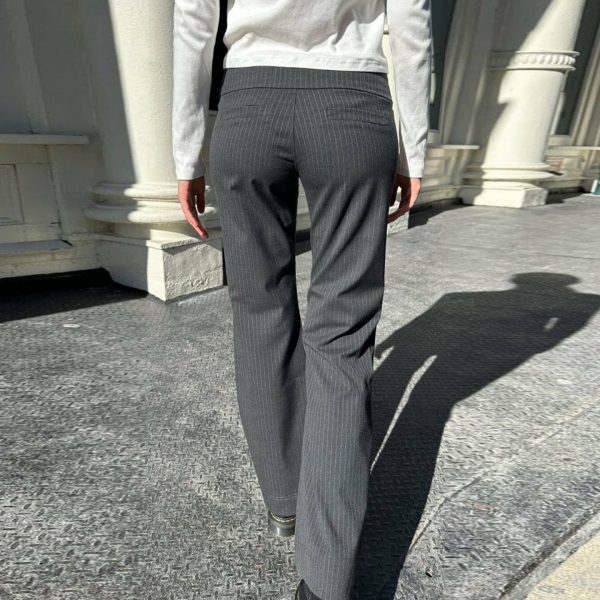 Street style striped contrasting micro flared casual pants