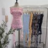 Floral slimming ribbon T-shirt