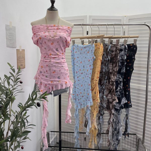 Floral slimming ribbon T-shirt