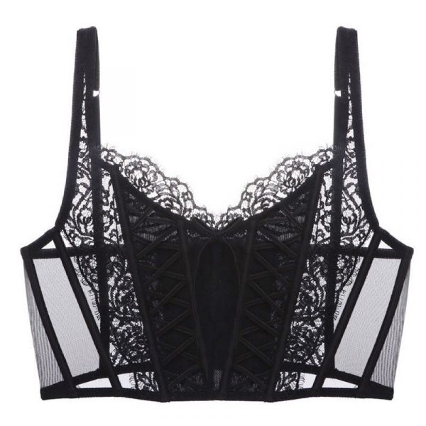 Thin Mesh Lace Bra Large Chest Minimizer Shapewear Boned Underwear