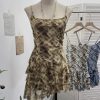 Irregular Rivet Mesh Camisole Dress with Ruffle Strap Sleeveless Top
