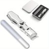Factory Direct Sale Of Large-Opening Thick-Nail Nail Clippers (Silver) With Built-In Splash-Proof Stainless Steel Nail Clippers And Iron Box Sets