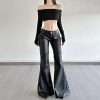 Autumn and winter PU leather micro flared pants