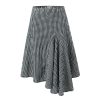 Bubble grid V-neck bow vest+high waisted irregular skirt two-piece set for women