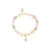 Crystal Female Recruit Peach Pollen Crystal Bracelet With Stars Wearing