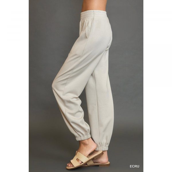Umgee Drawstring Jogger Pants with Front Seam Detail