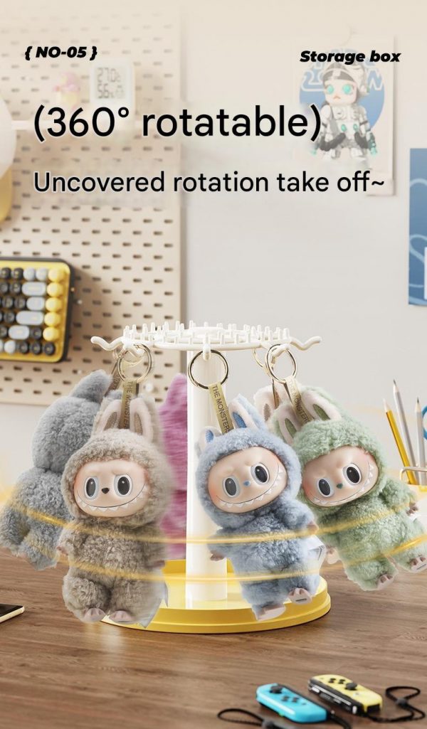 Rotating Handheld Blind Box Display Rack Transparent Labubu Plush Doll Storage Case Dust Cover