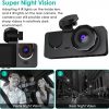 3 Channel Dash Cam, 1080P Dash Cam Front And Rear Inside, Three Way Dash Camera For Cars, Car Camera With 32GB Card, 24H Parking Mode, Loop Recording, Super Night Vision