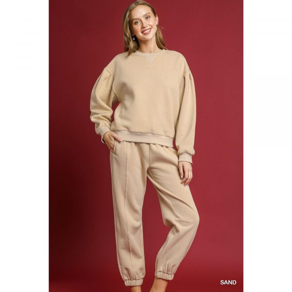 Umgee Fleece Jogger Pants with Drawstring