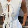 Fashion White Bandage Women's Short Jacket Sleeveless Slim Fit