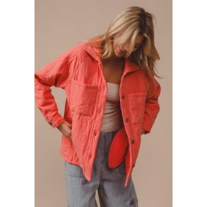 BiBi Quilted Wrinkle Gauze Long Sleeve Shacket