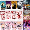 12Pcs Halloween Popcorn Box 3 Style Trick Or Treating Snack Treat Box Bloodstain Ghost Castle Bat Pattern Candy Cookie Container For Halloween Party Supplies
