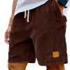 Vintage Embroidered Corduroy Fashion Lace-up Casual Shorts