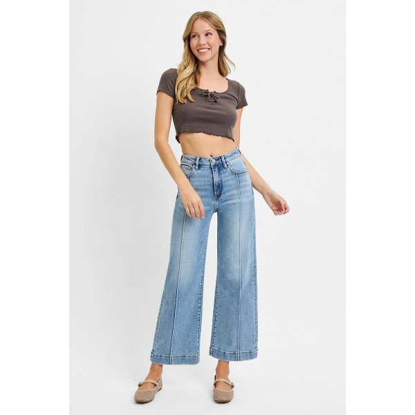 RISEN Full Size High Rise Crop Wide Leg Jeans Plus Size