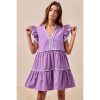 BiBi Gameday Theme Contrast Binding Ruffled Dress