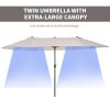 15ft Double Sided Patio Umbrella Outdoor Market Extra Large Cream White With Crank For Deck Lawn  Pool