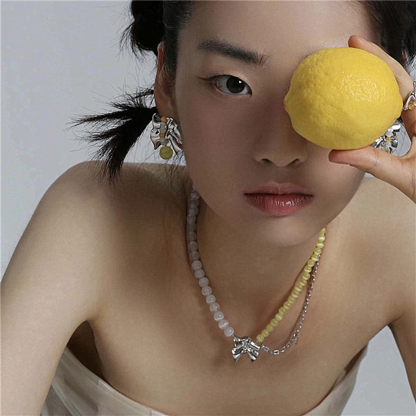 Silver Needle Cat's Eye Bow Earrings Korea