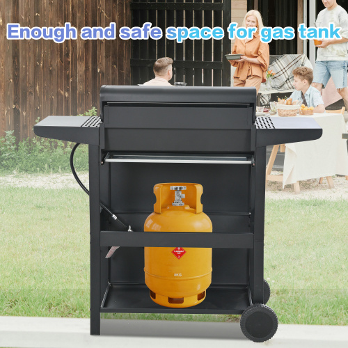 Propane Gas Grill 4 Burner Barbecue Grill, Stainless Steel 34,000 BTU Patio Garden Barbecue Grill With Two Shelves, Lid, Wheels And Bottle Opener