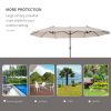 15ft Double Sided Patio Umbrella Outdoor Market Extra Large Cream White With Crank For Deck Lawn  Pool