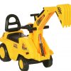 3-in-1 Ride On Excavator Digger Scooter & Pulling Cart, Construction Pretend Play Toy For Kids