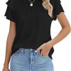 Summer Pleated Short Sleeve Round Neck Top Business Work Shirt