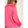 Umgee Exposed Seam Long Sleeve Polo Top with Side Slit