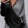 Knitted Temperament Commuter Color Matching V-neck Loose Pullover