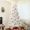 HOMCOM 9ft Tall Artificial Christmas Tree, Unlit Xmas Tree With 2132 Branch Tips, Auto Open, Steel Base, Holiday  For Home Office, White
