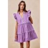 BiBi Gameday Theme Contrast Binding Ruffled Dress